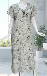 Light Green Garden Floral Spun Nighty. Flowy Spun Fabric | Laces and Frills