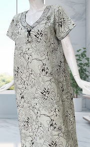 Light Green Garden Floral Spun Nighty. Flowy Spun Fabric | Laces and Frills