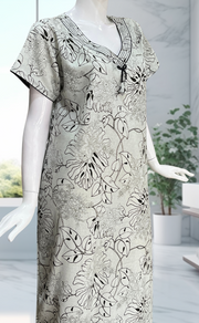 Light Green Garden Floral Spun Nighty. Flowy Spun Fabric | Laces and Frills