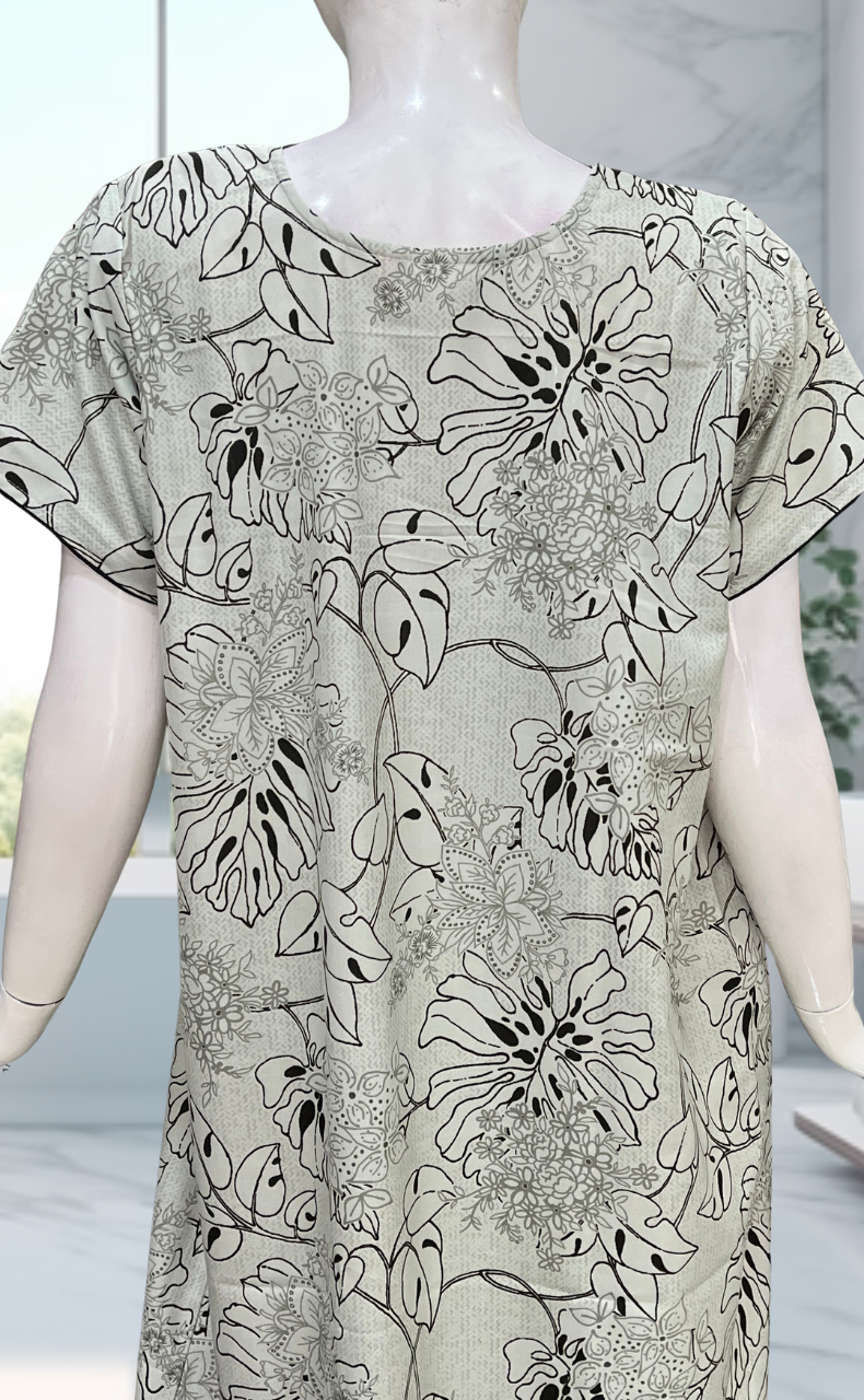 Light Green Garden Floral Spun Nighty. Flowy Spun Fabric | Laces and Frills