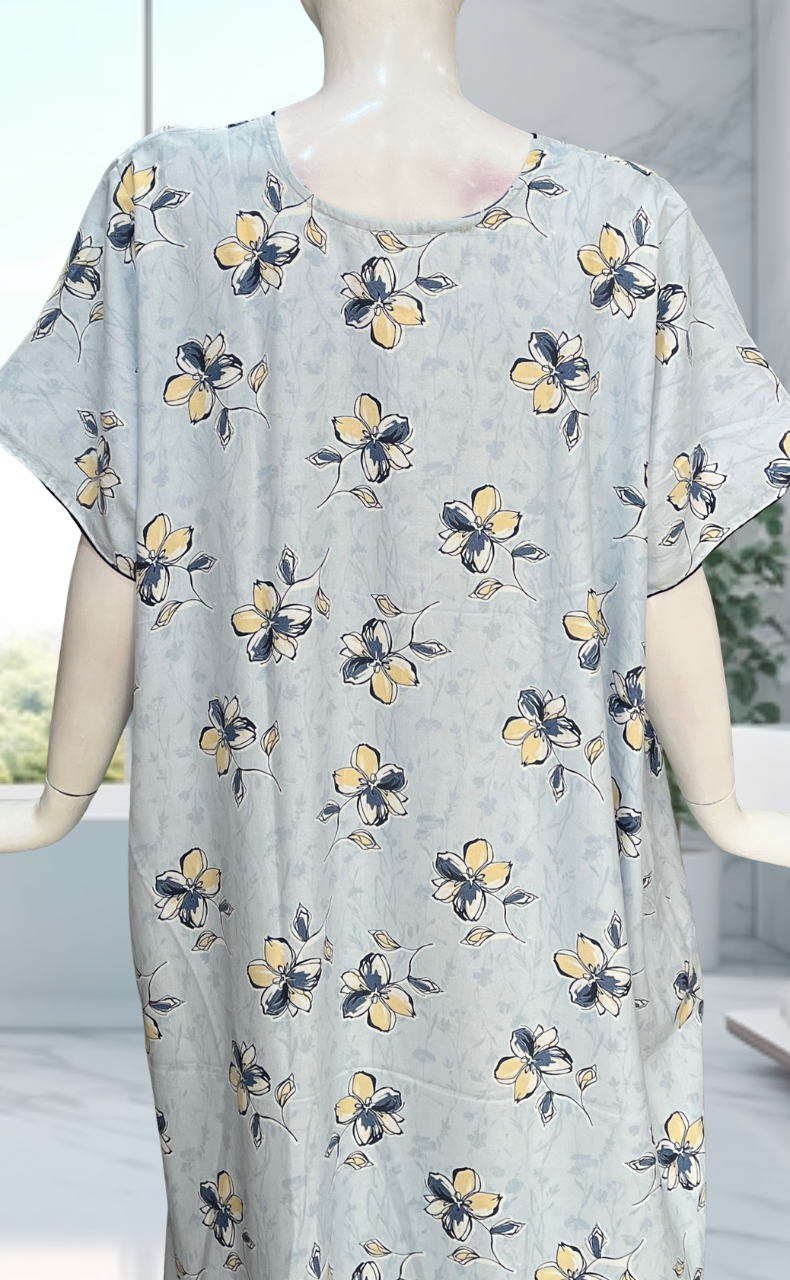 Light Blue Floral Spun Nighty. Flowy Spun Fabric | Laces and Frills