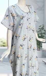 Light Blue Floral Spun Nighty. Flowy Spun Fabric | Laces and Frills