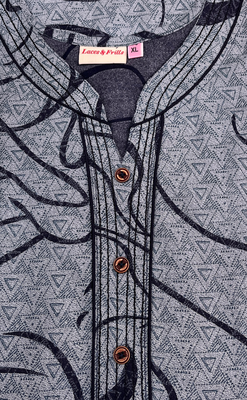 Teal Green Abstract Spun Nighty. Flowy Spun Fabric | Laces and Frills