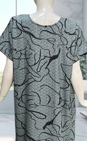 Teal Green Abstract Spun Nighty. Flowy Spun Fabric | Laces and Frills