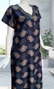 Navy Blue Garden Spun Nighty. Flowy Spun Fabric | Laces and Frills