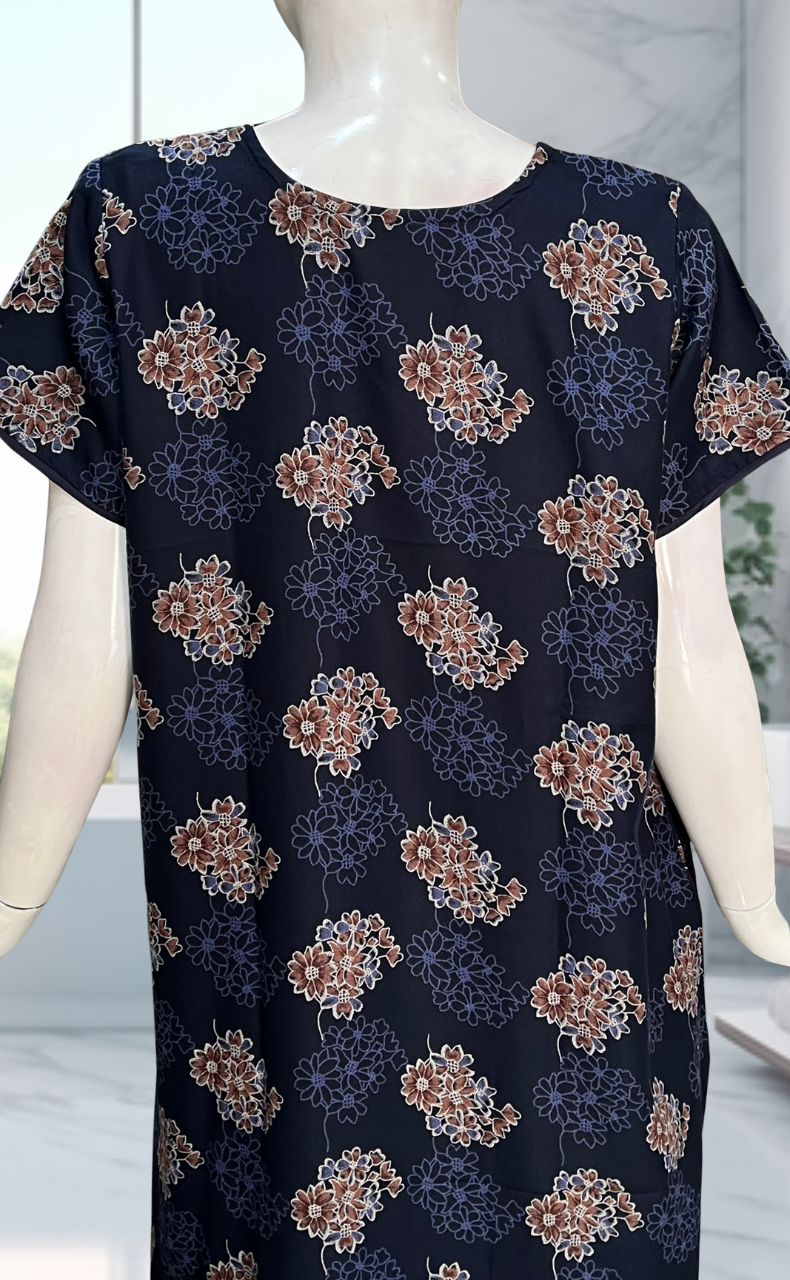 Navy Blue Garden Spun Nighty. Flowy Spun Fabric | Laces and Frills