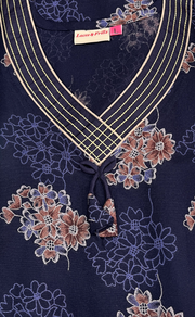 Navy Blue Garden Spun Nighty. Flowy Spun Fabric | Laces and Frills