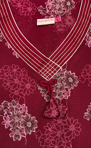 Maroon Garden Spun Nighty. Flowy Spun Fabric | Laces and Frills