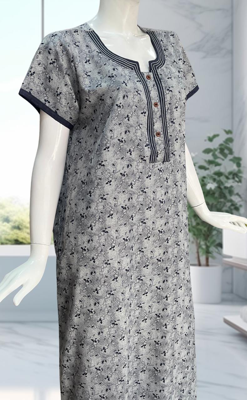 Navy Blue Garden Spun Nighty. Flowy Spun Fabric | Laces and Frills