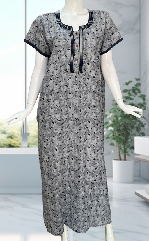 Navy Blue Garden Spun Nighty. Flowy Spun Fabric | Laces and Frills