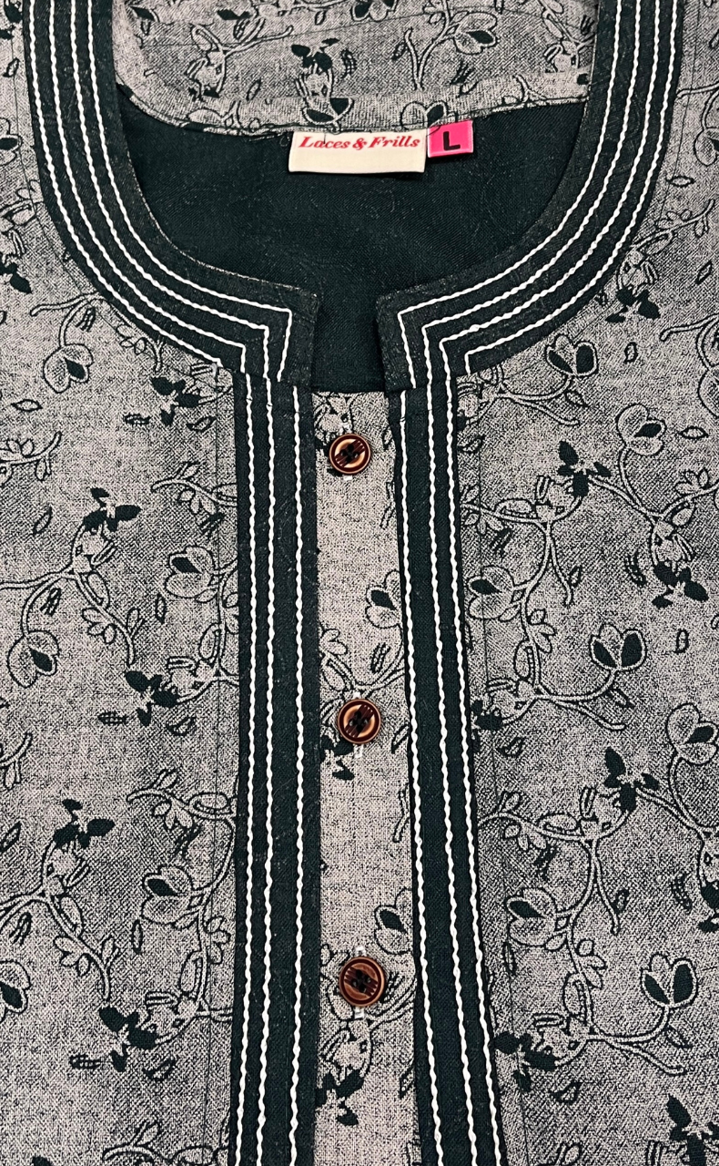 Green Garden Spun Nighty. Flowy Spun Fabric | Laces and Frills