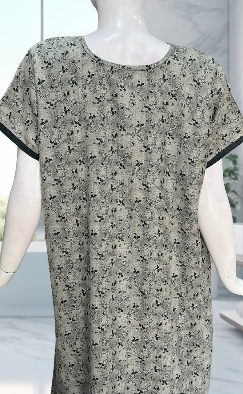 Green Garden Spun Nighty. Flowy Spun Fabric | Laces and Frills