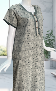 Green Garden Spun Nighty. Flowy Spun Fabric | Laces and Frills