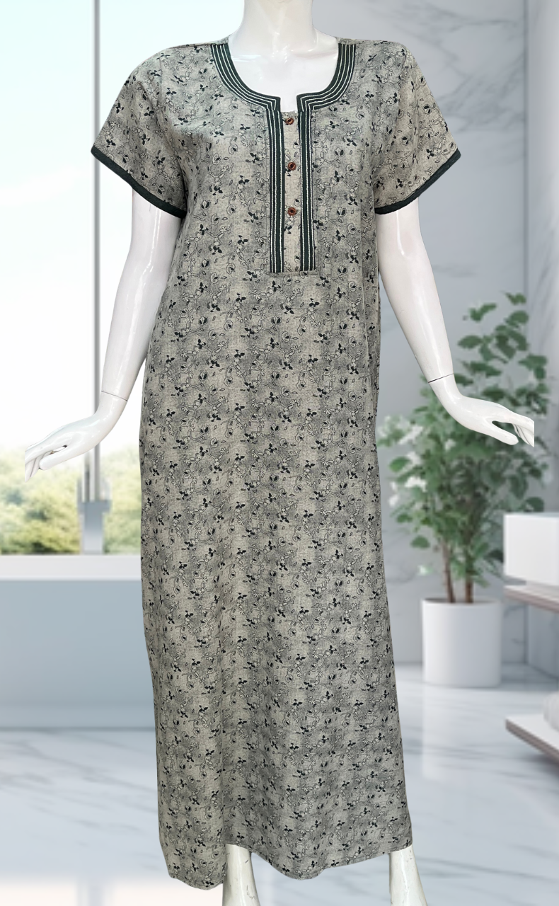 Green Garden Spun Nighty. Flowy Spun Fabric | Laces and Frills