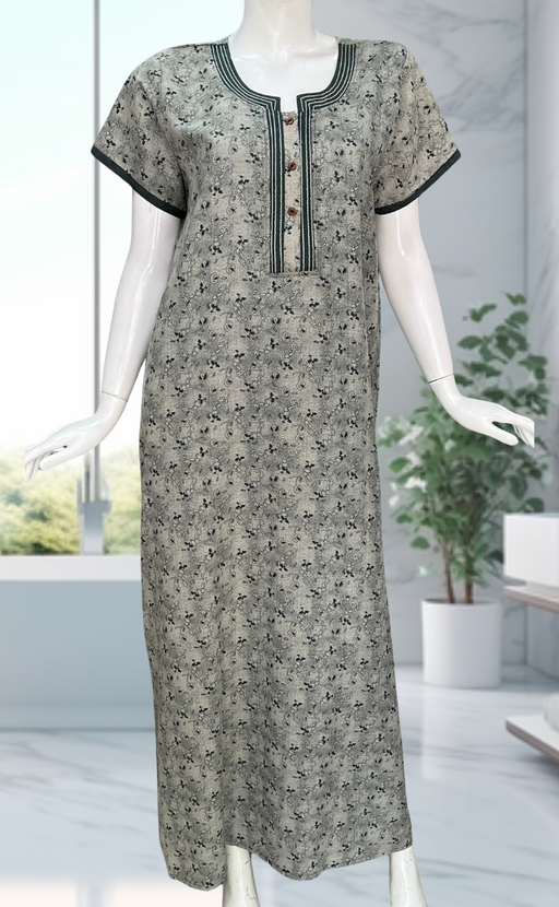 Green Garden Spun Nighty. Flowy Spun Fabric | Laces and Frills