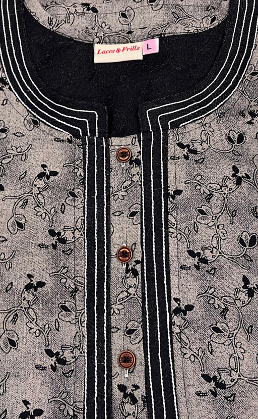 Black Garden Spun Nighty. Flowy Spun Fabric | Laces and Frills