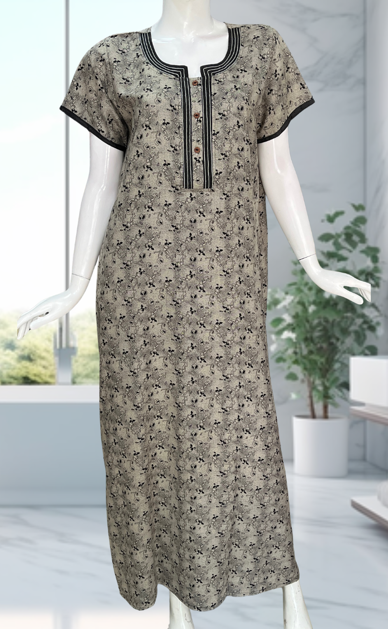 Black Garden Spun Nighty. Flowy Spun Fabric | Laces and Frills