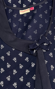 Navy Blue Tiny Floral Spun Nighty. Flowy Spun Fabric | Laces and Frills - Laces and Frills