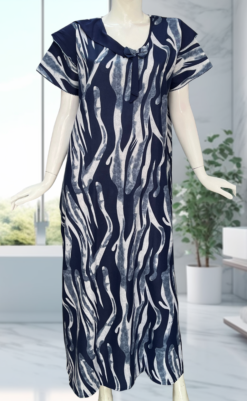 Blue Stripes Spun Nighty. Flowy Spun Fabric | Laces and Frills