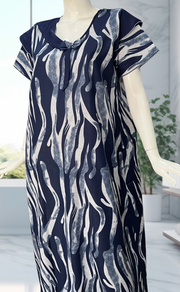 Blue Stripes Spun Nighty. Flowy Spun Fabric | Laces and Frills