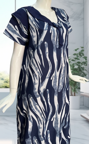 Blue Stripes Spun Nighty. Flowy Spun Fabric | Laces and Frills