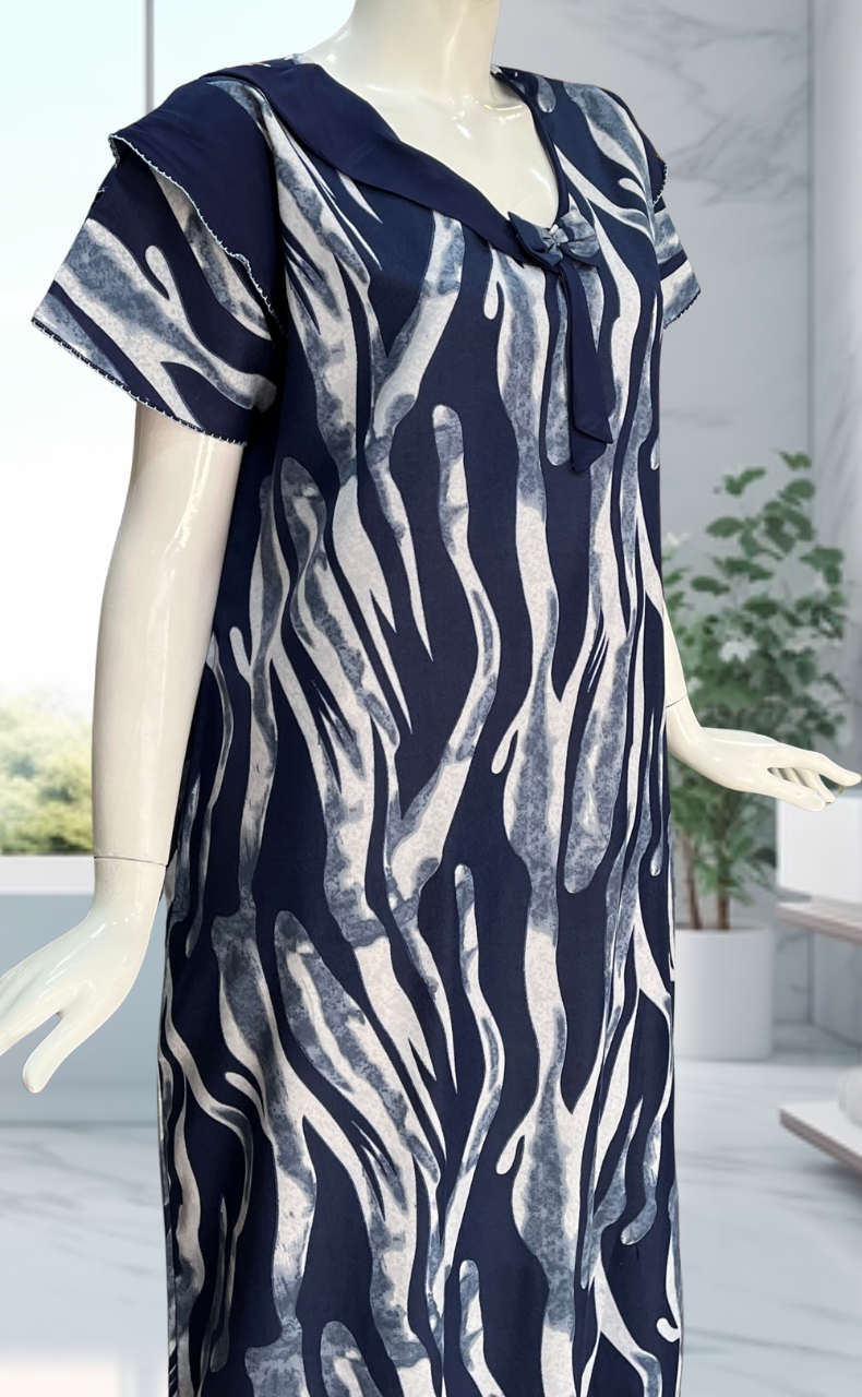 Blue Stripes Spun Nighty. Flowy Spun Fabric | Laces and Frills