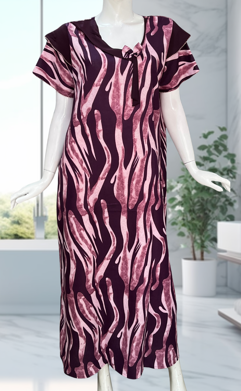 Purple Stripes Spun Nighty. Flowy Spun Fabric | Laces and Frills