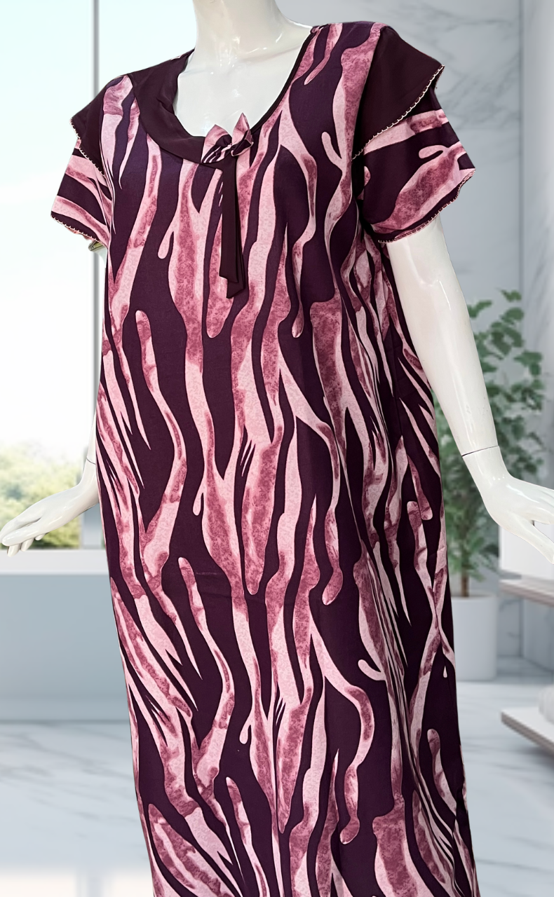 Purple Stripes Spun Nighty. Flowy Spun Fabric | Laces and Frills