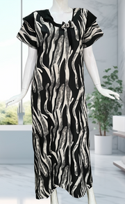 Black Stripes Spun Nighty. Flowy Spun Fabric | Laces and Frills