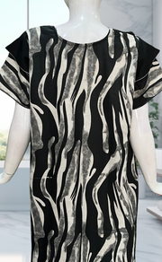 Black Stripes Spun Nighty. Flowy Spun Fabric | Laces and Frills