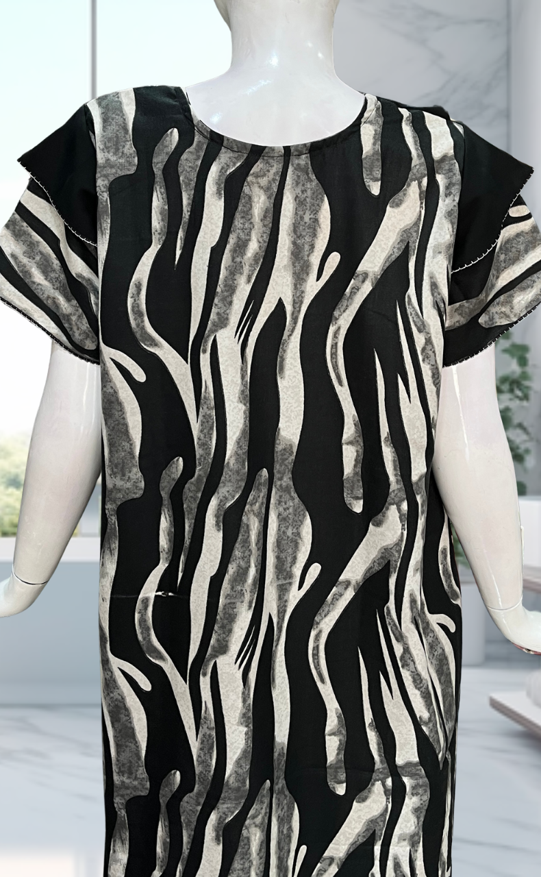 Black Stripes Spun Nighty. Flowy Spun Fabric | Laces and Frills