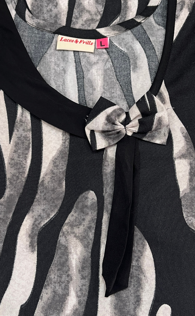 Black Stripes Spun Nighty. Flowy Spun Fabric | Laces and Frills