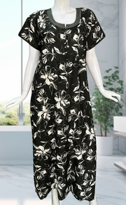 Olive Green Garden Spun Nighty. Flowy Spun Fabric | Laces and Frills