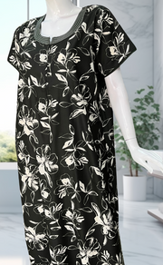 Olive Green Garden Spun Nighty. Flowy Spun Fabric | Laces and Frills