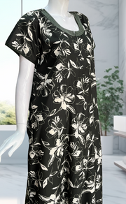 Olive Green Garden Spun Nighty. Flowy Spun Fabric | Laces and Frills