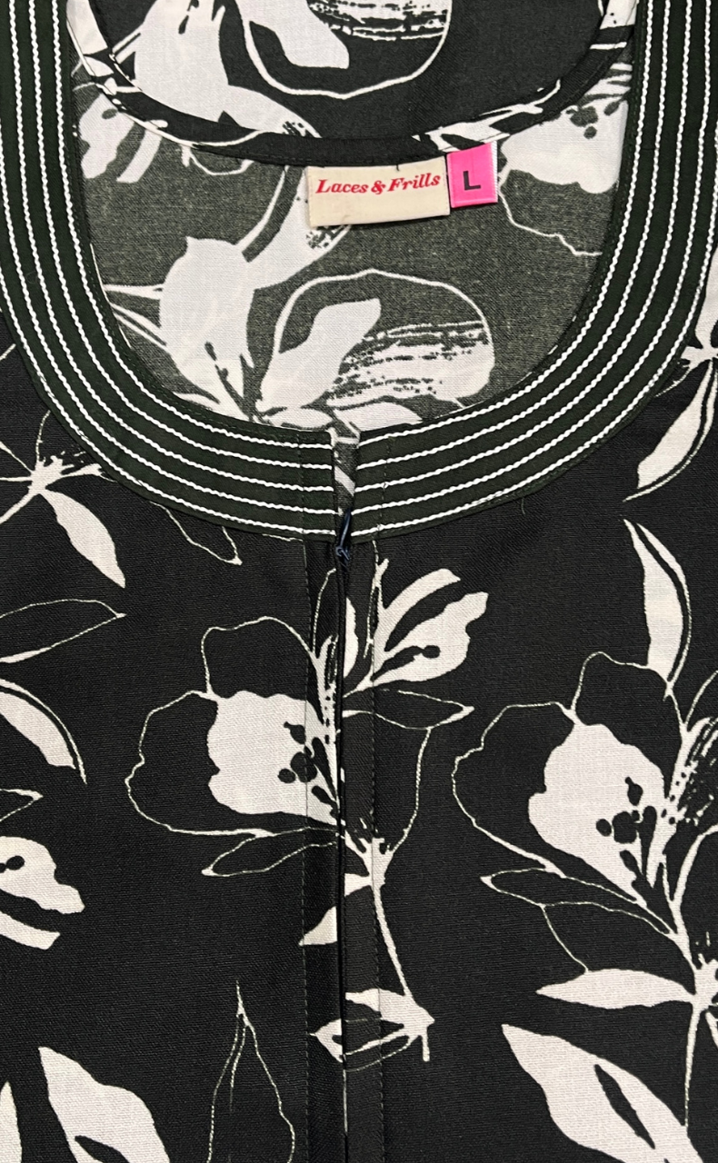 Olive Green Garden Spun Nighty. Flowy Spun Fabric | Laces and Frills