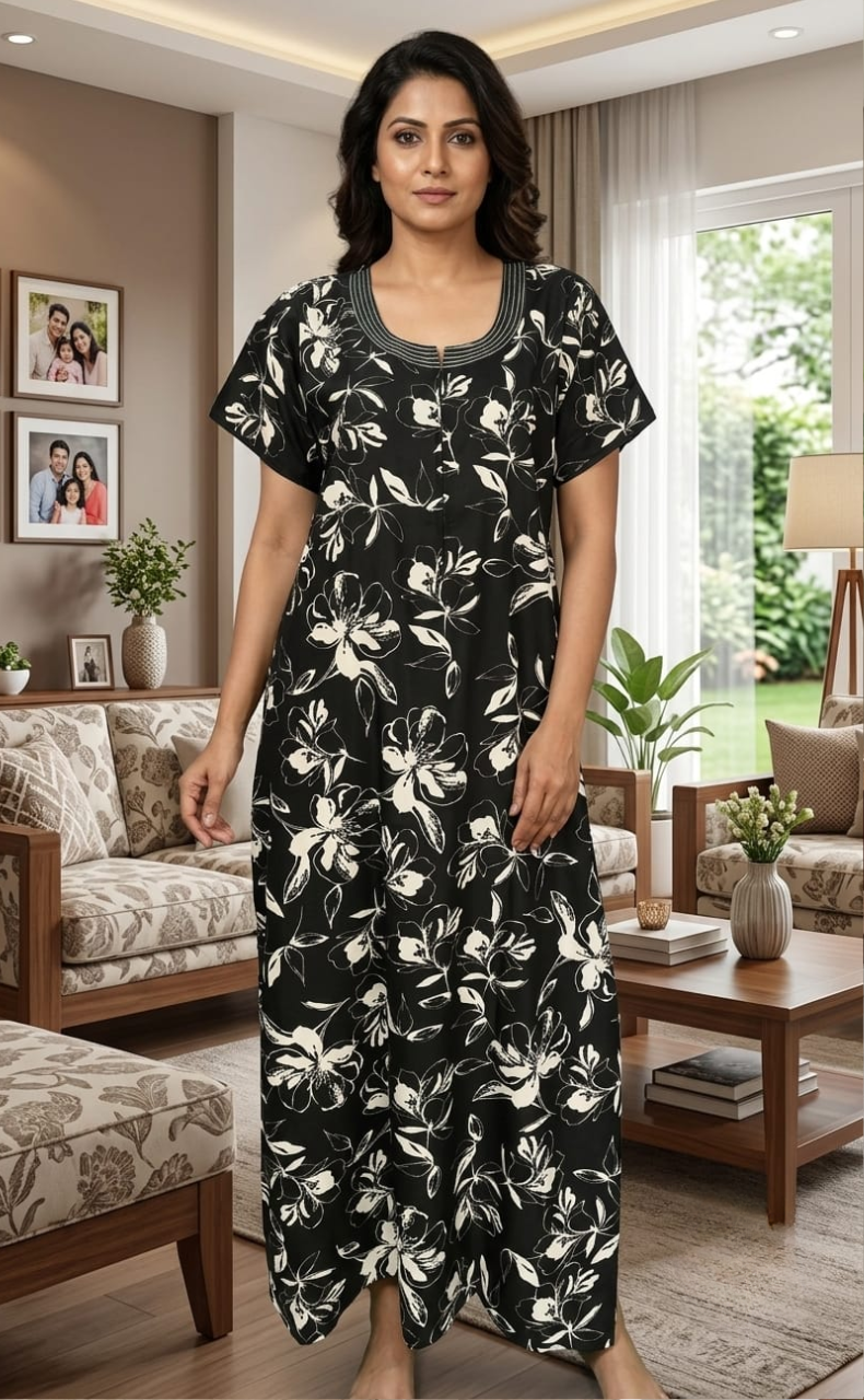 Olive Green Garden Spun Nighty. Flowy Spun Fabric | Laces and Frills