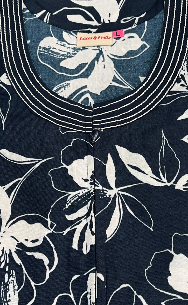 Teal Blue Garden Spun Nighty. Flowy Spun Fabric | Laces and Frills