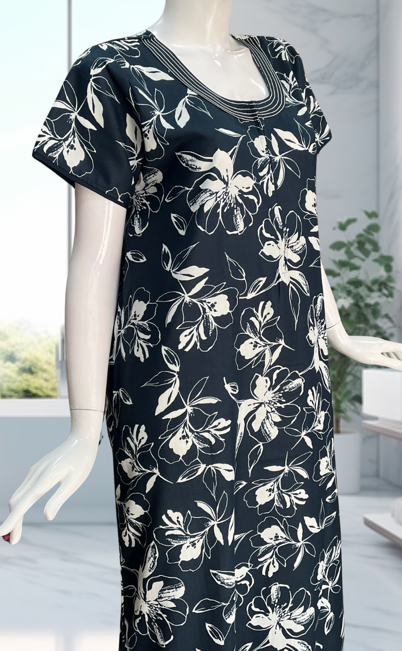 Teal Blue Garden Spun Nighty. Flowy Spun Fabric | Laces and Frills