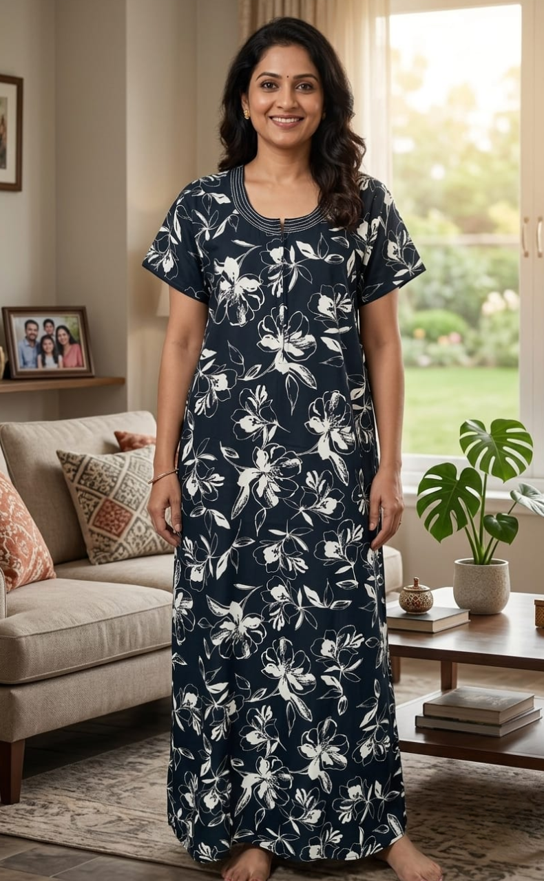 Teal Blue Garden Spun Nighty. Flowy Spun Fabric | Laces and Frills