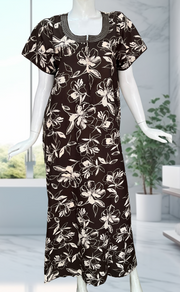 Brown Garden Spun Nighty. Flowy Spun Fabric | Laces and Frills