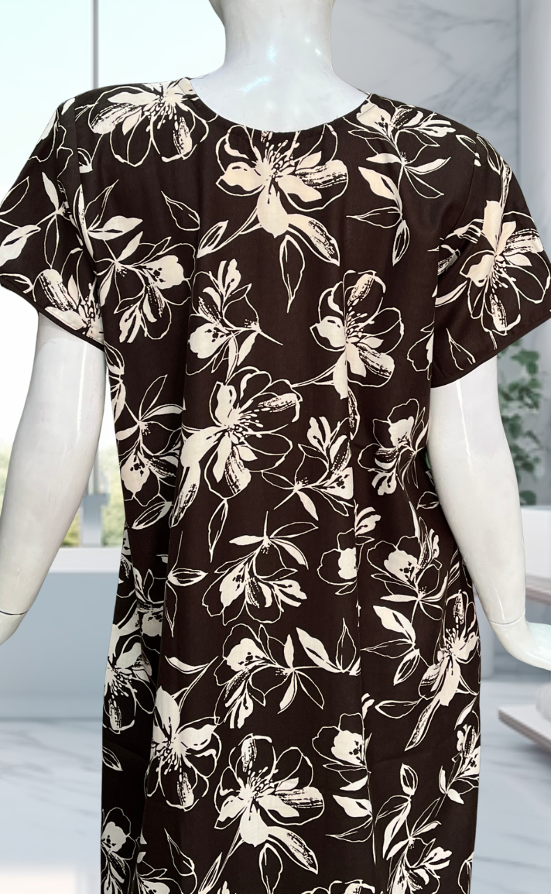 Brown Garden Spun Nighty. Flowy Spun Fabric | Laces and Frills