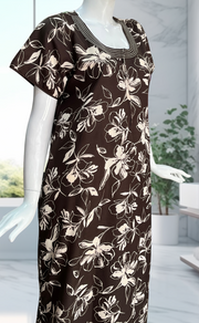 Brown Garden Spun Nighty. Flowy Spun Fabric | Laces and Frills