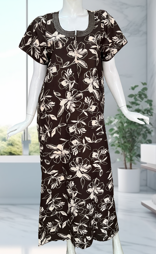 Brown Garden Spun Nighty. Flowy Spun Fabric | Laces and Frills