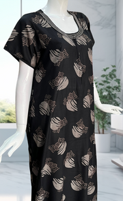 Black Floral Spun Nighty. Flowy Spun Fabric | Laces and Frills