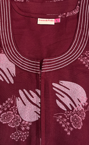 Maroon Floral Spun Nighty. Flowy Spun Fabric | Laces and Frills