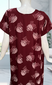 Maroon Floral Spun Nighty. Flowy Spun Fabric | Laces and Frills