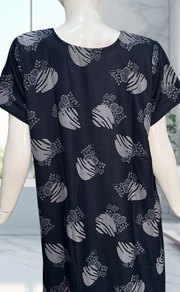 Navy Blue Floral Spun Nighty. Flowy Spun Fabric | Laces and Frills