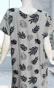 Grey/Blue Leafy Spun Nighty. Flowy Spun Fabric | Laces and Frills