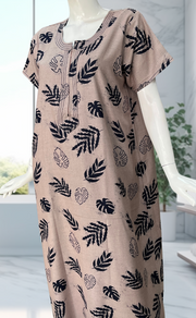 Peach/Blue Leafy Spun Nighty. Flowy Spun Fabric | Laces and Frills